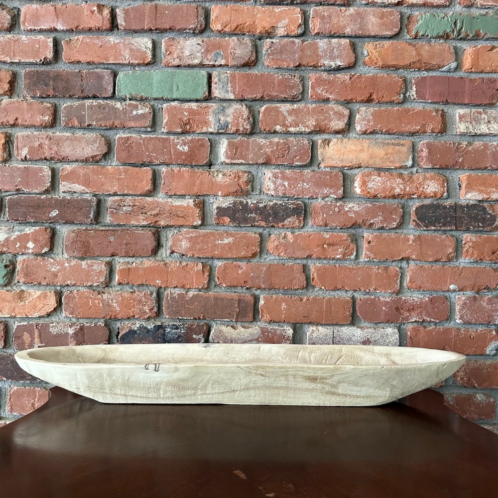Large Hand Carved Wood Dough Bowl 32" Long Rustic Trencher Centerpiece - Picture 2 of 12